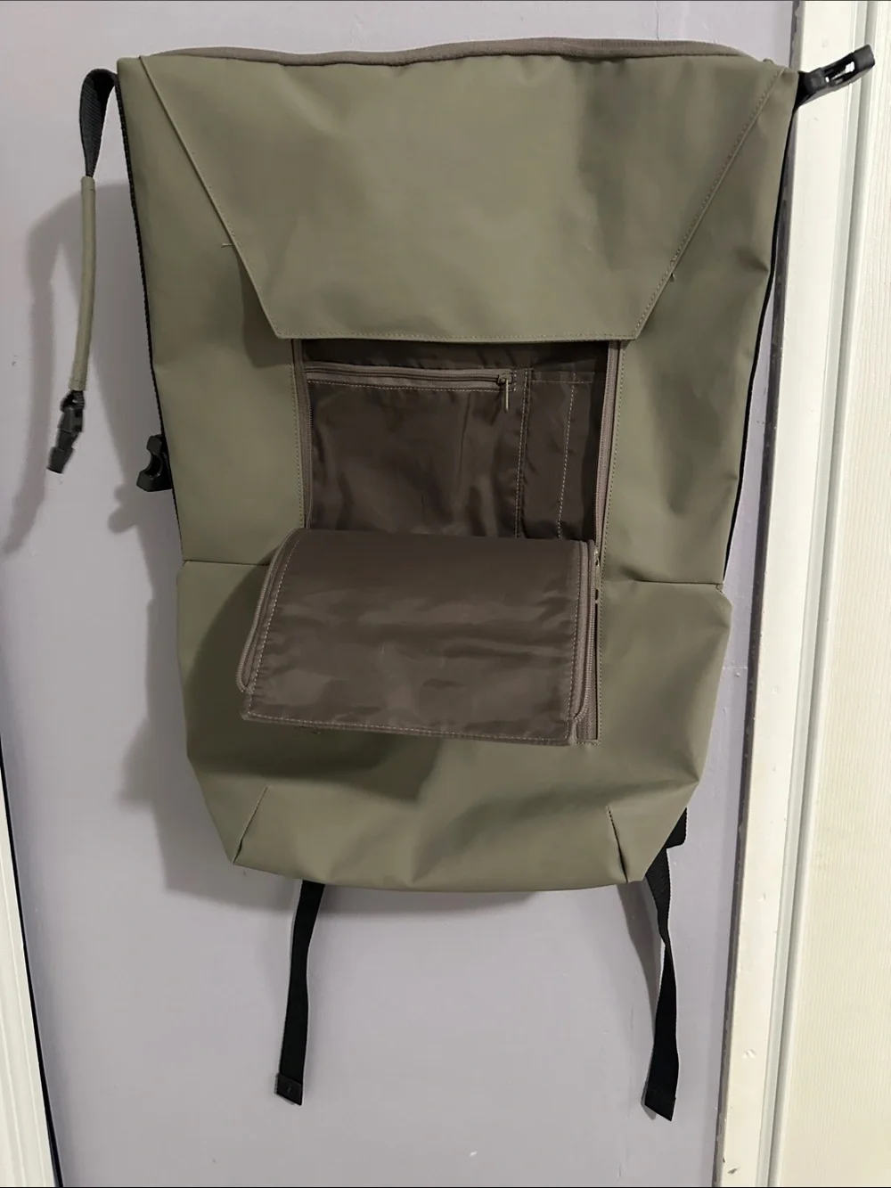 adidas Olive Green Backpack with Black Stripe Accents